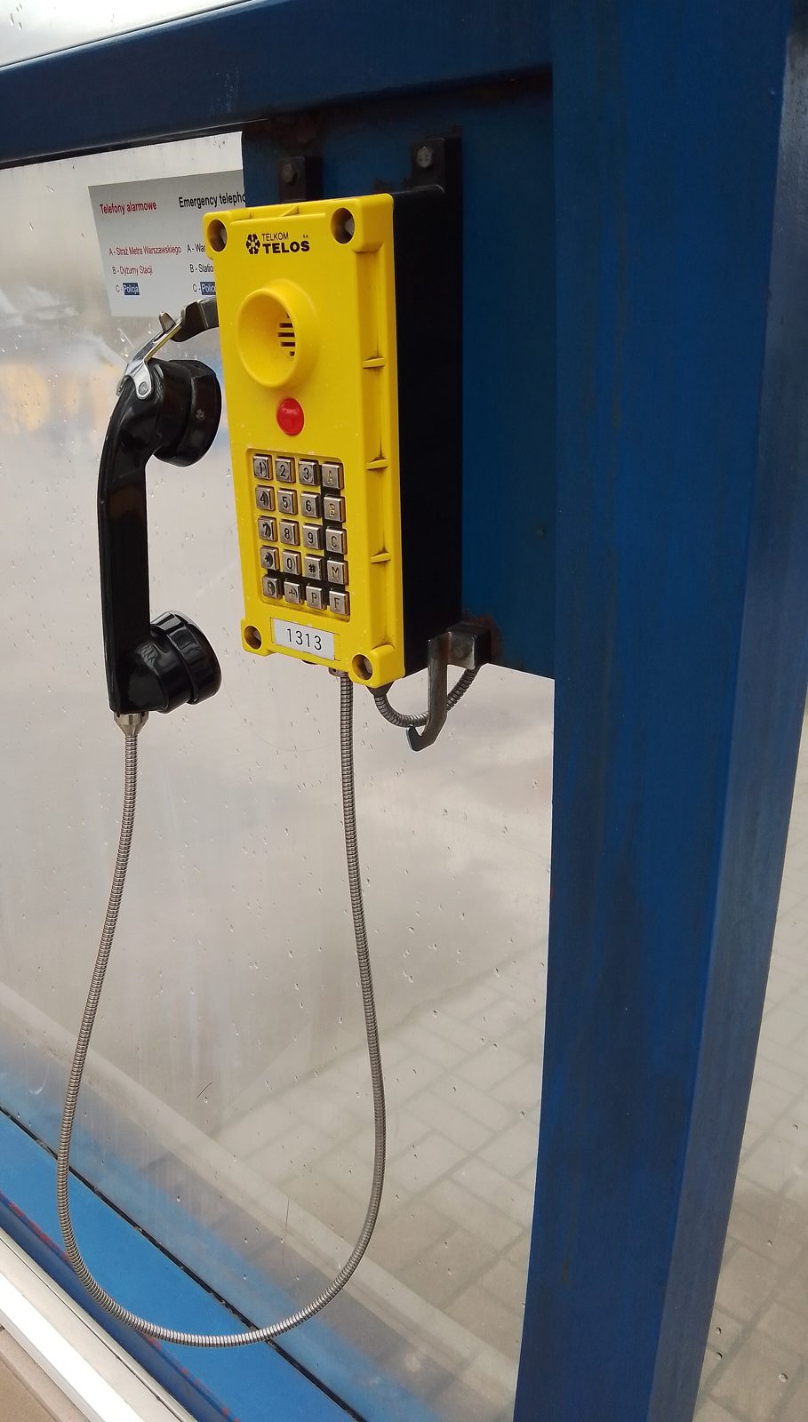 An emergency push-button telephone in Warsaw