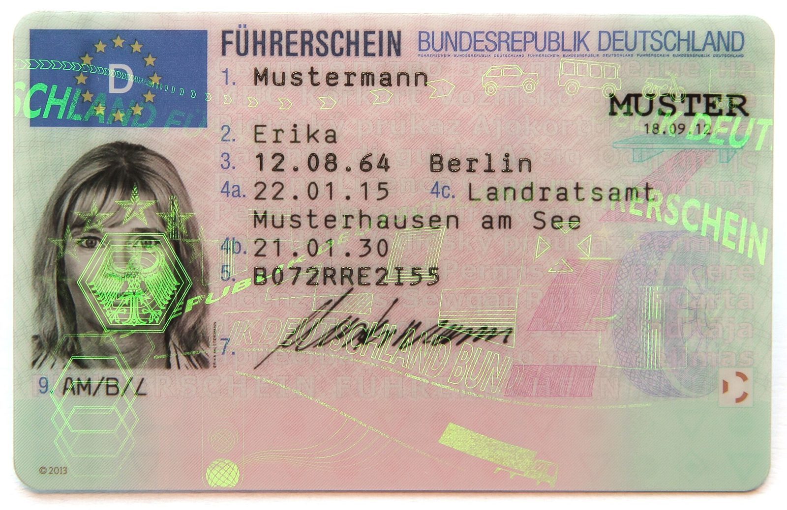 A German driving licence card, front side